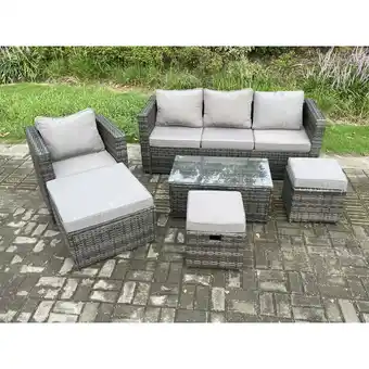 ManoMano Rattan Gartenmöbel Set mit 3-Sitzer Sofa Couchtisch Sessel 3 Fußhocker Indoor Outdoor Patio Lounge Sofa Set Dunkelgrau Gemisc Angebot