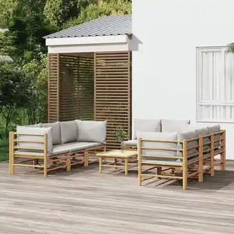 ManoMano 9-tlg. Garten-Lounge-Set,Gartenmöbel-Set mit Kissen Hellgrau Bambus vidaXL Angebot