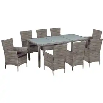 ManoMano 9-tlg. Garten-Essgruppe Gartenmöbel Set Terrassen/Balkon/Outdoor-Essgruppe mit Auflagen Poly Rattan Grau ETHJ628473 Maisonchi Angebot