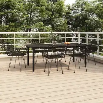 ManoMano 7-tlg. Garten-Essgruppe Gartenmöbel Set Terrassen/Balkon/Outdoor-Essgruppe Schwarz Poly Rattan ETHJ990500 Maisonchic Angebot