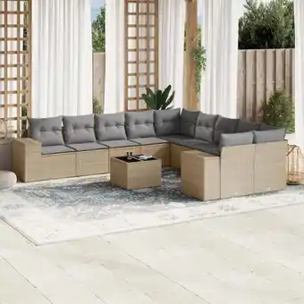 ManoMano 11-tlg. Garten-Sofagarnitur mit Kissen Beige Poly Rattan vidaXL45865 Angebot