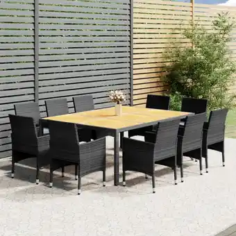 ManoMano Bonnevie - 11-tlg. Gartenmöbel Set Sitzgruppe Garten mit Tisch und Stühlen - Poly Rattan Grau BV231855 Angebot