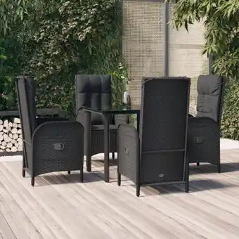 ManoMano 5-tlg. Garten-Essgruppe Gartenmöbel Set Terrassen/Balkon/Outdoor-Essgruppe mit Kissen Schwarz Poly Rattan ETHJ926645 Maisonch Angebot