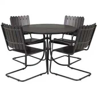 ManoMano Holmsund Gartenset Tisch Ø103cm schwarz, 4 Stühle schwarz Angebot