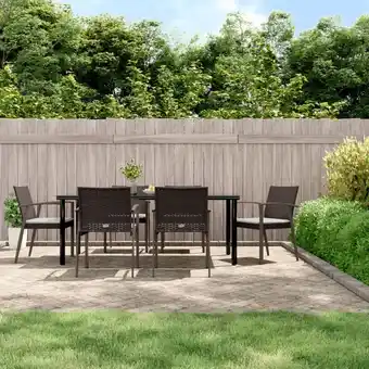 ManoMano 7-tlg. Garten-Essgruppe, Gartenmöbel, Sitzgruppe Gartenset mit Kissen Poly Rattan und Stahl LLOAQ938123 Maisonchic Angebot