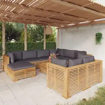 ManoMano 10-tlg. Garten-Lounge-Set，Gartenmöbel-Set mit Kissen Massivholz Teak vidaXL Angebot