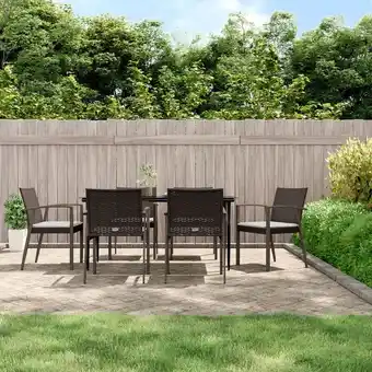 ManoMano 7-tlg. Garten-Essgruppe, Gartenmöbel, Sitzgruppe Gartenset mit Kissen Poly Rattan und Stahl LLOAQ457600 Maisonchic Angebot