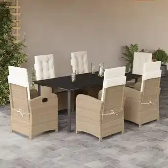 ManoMano Bonnevie - 7-tlg. Garten-Essgruppe mit Kissen Beige Poly Rattan vidaXL79727 Angebot