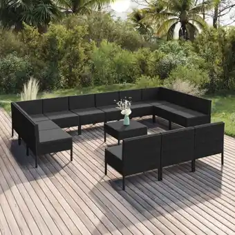 ManoMano 14-tlg. Garten-Lounge-Set，Gartenmöbel-Set mit Auflagen Poly Rattan Schwarz vidaXL Angebot