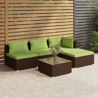 ManoMano 5-tlg. Garten-Lounge-Set, Gartenmöbel, Sitzgruppe Gartenset mit Kissen Poly Rattan Braun LLOAQ279066 Maisonchic Angebot