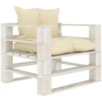 ManoMano Garten-Palettensofa Gartensofa Gartenmöbel - Gartenbank mit Creme-Kissen Holz BV304063 Bonnevie Angebot