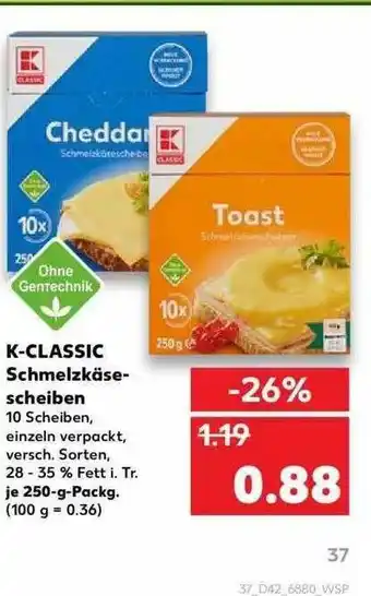 Kaufland K-classic Schmelzkäse-scheiben Angebot