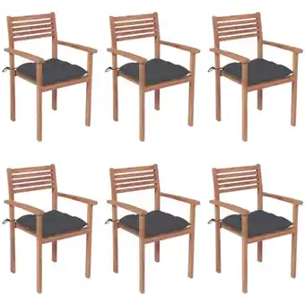 ManoMano 6 Stk.Gartenstühle Gartensessel mit Kissen,Relaxsessel,Stapelbare Gartenstühle Massivholz Teak -73662 Angebot