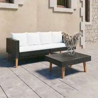 ManoMano 2-tlg. Garten-Lounge-Set, Gartenmöbel, Sitzgruppe Gartenset mit Kissen Poly Rattan Schwarz LLOAQ366942 Maisonchic Angebot