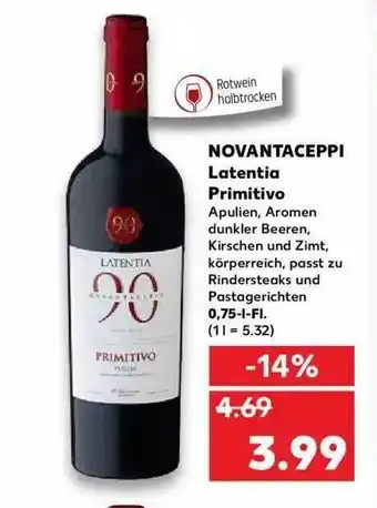 Kaufland Novantaceppi Latentia Primitivo Angebot