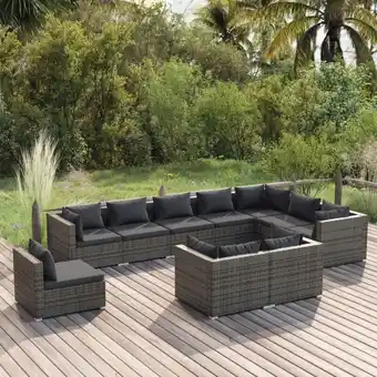 ManoMano 10-tlg. Garten-Lounge-Set, Gartenmöbel, Sitzgruppe Gartenset mit Kissen Poly Rattan Grau LLOAQ610483 Maisonchic Angebot