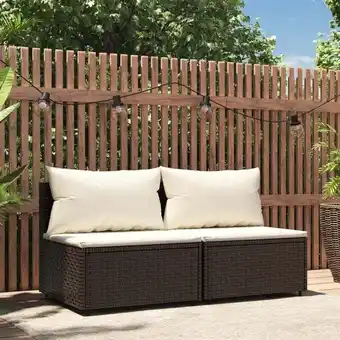 ManoMano 2 Stk. Garten-Mittelsofas mit Kissen，Gartensofa Braun Poly Rattan vidaXL Angebot