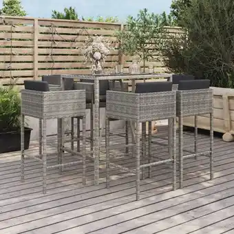 ManoMano 7-tlg. Gartenbar-Set,Gartenmöbel Set,Garten-Essgruppe mit Kissen Grau Poly Rattan AGHDE285397 Maisonchic Angebot