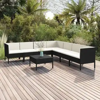 ManoMano 8-tlg. Sitzgruppe Gartenmöbel Set - Garten-Lounge-Set mit Auflagen Poly Rattan Schwarz BV649600 Bonnevie Angebot