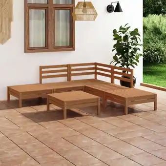 ManoMano 6-tlg. Gartenmöbel Set Sitzgruppe Essgruppe Massivholz Kiefer Honigbraun DE56384 Angebot