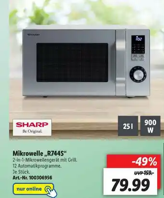 Lidl Sharp Mikrowelle „r744s” Angebot