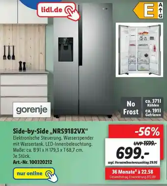 Lidl Gorenje Side-by-side „nrs9182vx” Angebot