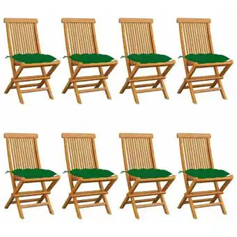 ManoMano Gartenstühle mit Grünen Kissen 8 Stk. Gartensessel Massivholz Teak vidaXL Angebot