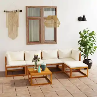 ManoMano 6-tlg. Garten-Lounge-Set,Gartenmöbel-Set mit Auflagen Creme Massivholz Akazie vidaXL Angebot