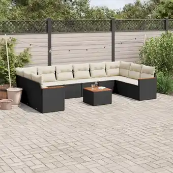 ManoMano 11-tlg. Garten-Sofagarnitur mit Kissen Schwarz Poly Rattan vidaXL10921 Angebot