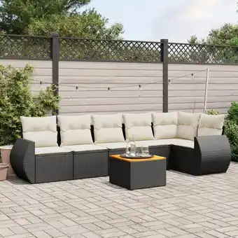 ManoMano 7-tlg. Garten-Sofagarnitur mit Kissen Schwarz Poly Rattan vidaXL41764 Angebot