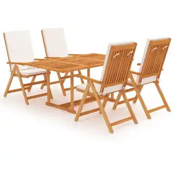 ManoMano 5-tlg. Garten-Essgruppe,Gartenmöbel Set mit Kissen Massivholz Teak vidaXL Angebot