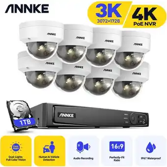 ManoMano Annke - 5MP PoE Überwachungskamera Set,4K PoE nvr Videosicherheitssystem 8× Kamera Intelligentes Dual Light IP67 ir Netzwerk  Angebot