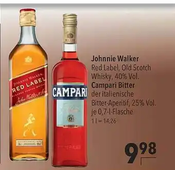 CITTI Markt Johnnie Walker Red Label Old Scotch Whiksy 40% Vol. Campari Bitter Angebot