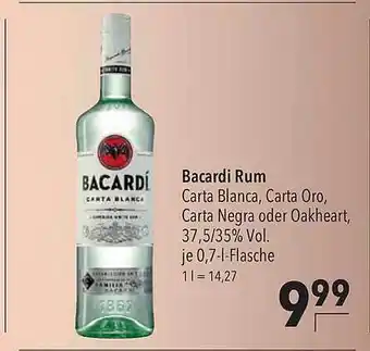 CITTI Markt Bacardi Rum Carta Blanca Carta Oro Carta Negra Oder Oakheart Angebot