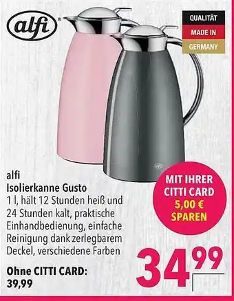 CITTI Markt Alfi Isolierkanne Gusto Angebot