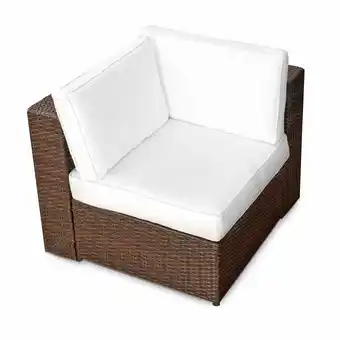 ManoMano Gartenmöbel Rattan Lounge Eck Sessel xl ✔ 4-tlg ✔ Polyrattan braun-mix ✔ Kissen weiss ✔ BD-0063 Angebot