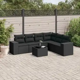 ManoMano 7-tlg. Garten-Sofagarnitur mit Kissen Schwarz Poly Rattan vidaXL33781 Angebot