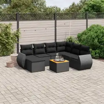 ManoMano 8-tlg. Garten-Sofagarnitur mit Kissen Schwarz Poly Rattan vidaXL84778 Angebot