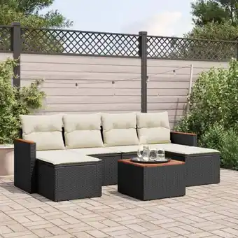 ManoMano 7-tlg. Garten-Sofagarnitur mit Kissen Schwarz Poly Rattan vidaXL97151 Angebot