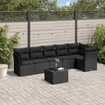 ManoMano 7-tlg. Garten-Sofagarnitur mit Kissen Schwarz Poly Rattan vidaXL288600 Angebot