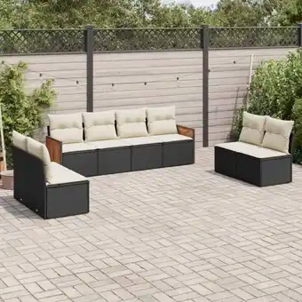 ManoMano 8-tlg. Garten-Sofagarnitur mit Kissen Schwarz Poly Rattan vidaXL58471 Angebot