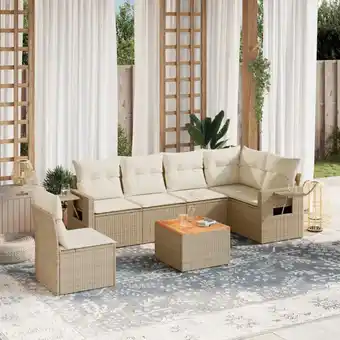 ManoMano 7-tlg. Garten-Sofagarnitur mit Kissen Beige Poly Rattan vidaXL92441 Angebot