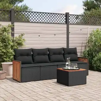 ManoMano 5-tlg. Garten-Sofagarnitur mit Kissen Schwarz Poly Rattan vidaXL15739 Angebot