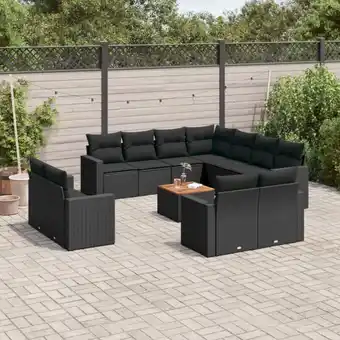 ManoMano 12-tlg. Garten-Sofagarnitur mit Kissen Schwarz Poly Rattan vidaXL39451 Angebot