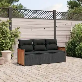 ManoMano Bonnevie - 3-tlg. Garten-Sofagarnitur mit Kissen Schwarz Poly Rattan vidaXL44988 Angebot