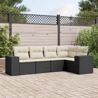 ManoMano 5-tlg. Garten-Sofagarnitur mit Kissen Schwarz Poly Rattan vidaXL43401 Angebot