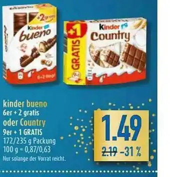 diska Kinder Bueno Oder Country Angebot