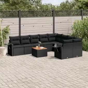 ManoMano 10-tlg. Garten-Sofagarnitur mit Kissen Schwarz Poly Rattan vidaXL73307 Angebot