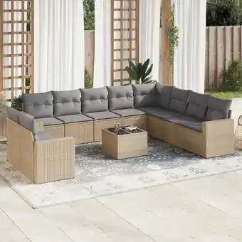 ManoMano 11-tlg. Garten-Sofagarnitur mit Kissen Beige Poly Rattan vidaXL128855 Angebot