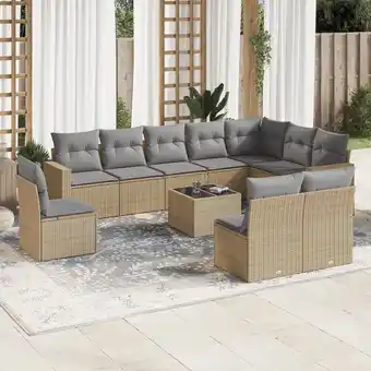 ManoMano 11-tlg. Garten-Sofagarnitur mit Kissen Beige Poly Rattan vidaXL658477 Angebot